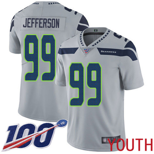 Seattle Seahawks Limited Grey Youth Quinton Jefferson Alternate Jersey NFL Football #99 100th Season Vapor Untouchable->women nfl jersey->Women Jersey